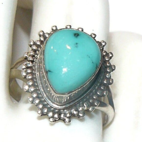 Genuine Turquoise and Sterling Silver Ring Adjustable‎ - Picture 5 of 8